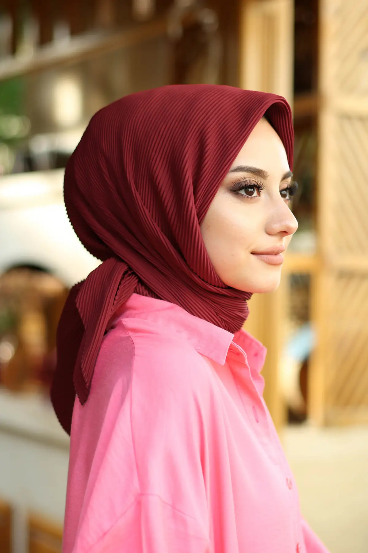 BORDO-PLSİELİ EŞARP