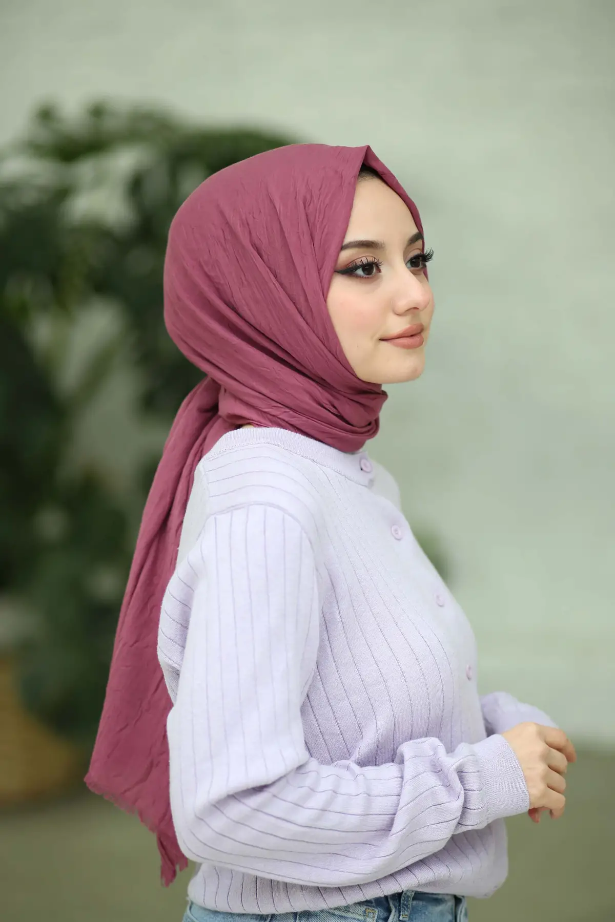 gül kurusu-bambu şal