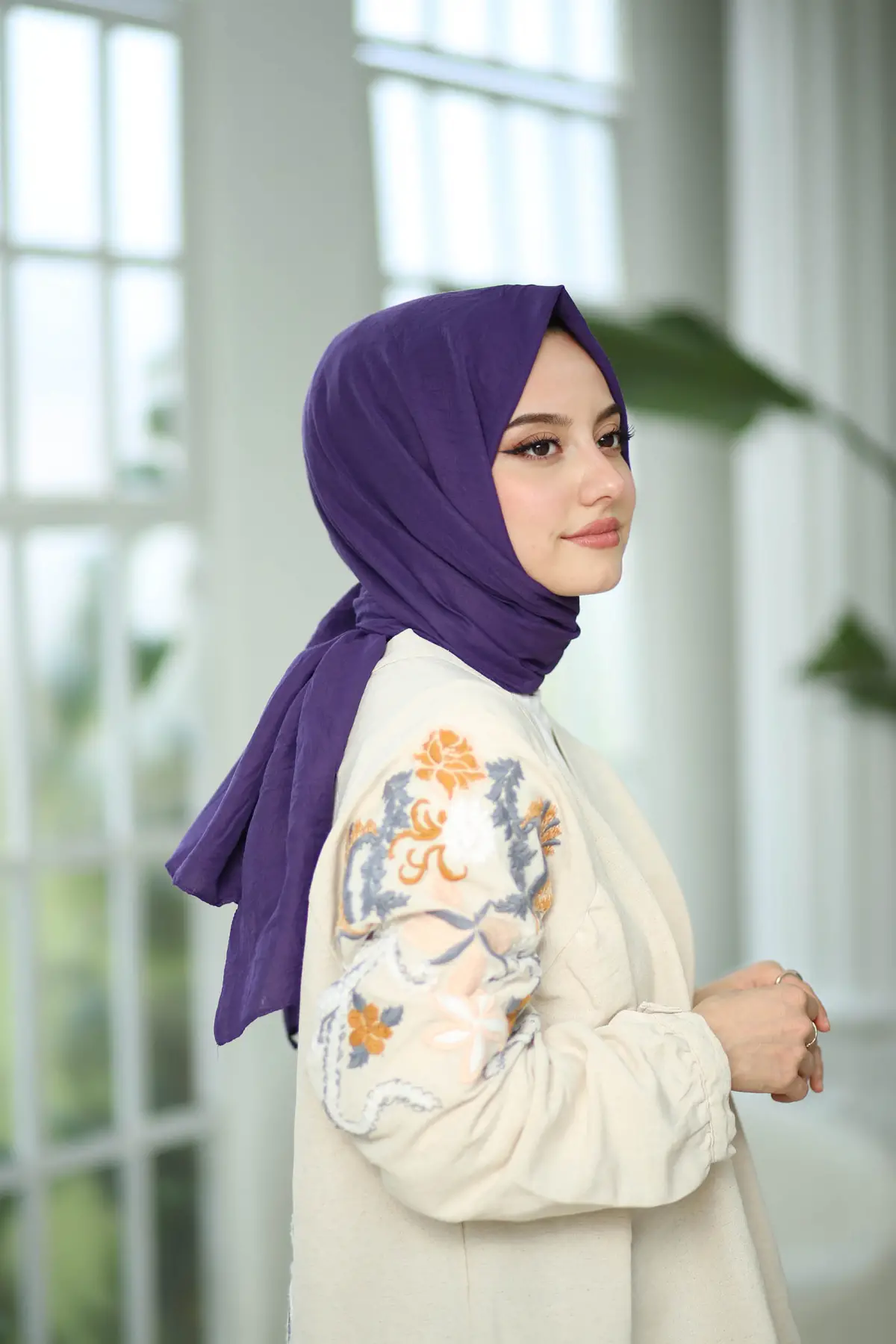 patlıcan mor-pamuk şal