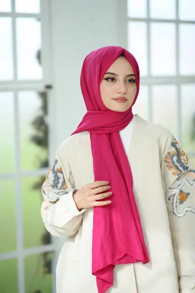 fuşya-pamuk şal