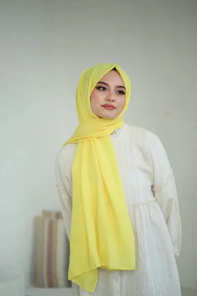 limon sarı-pamuk şal